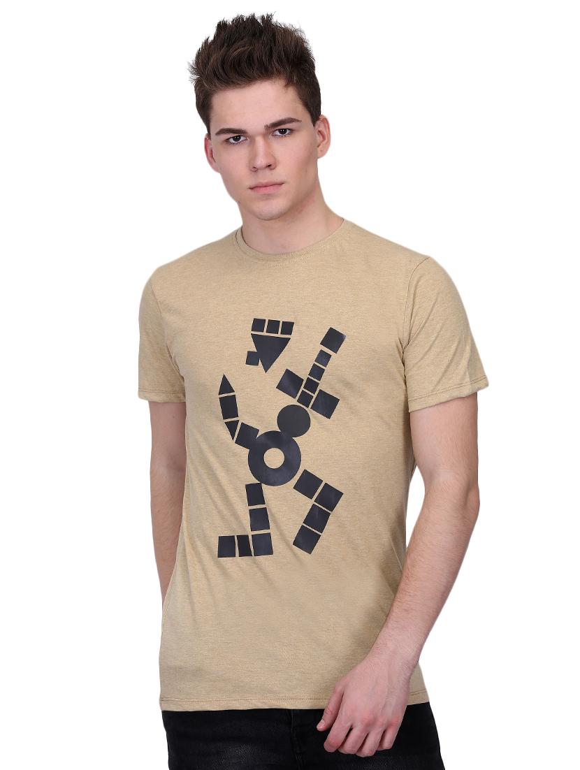 beige chest print t-shirt - 16293189 - Zoom Image - 1