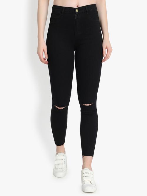 knee slit cropped jeans - 16293224 - Standard Image - 1