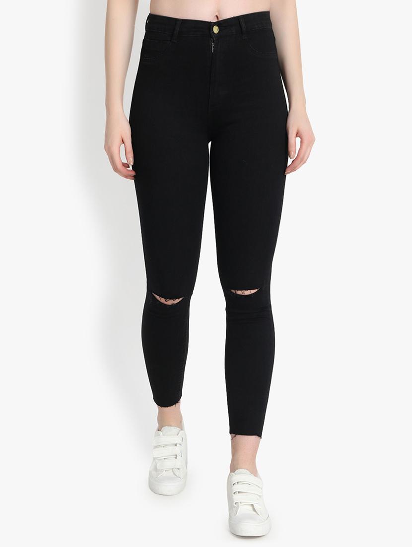knee slit cropped jeans - 16293224 - Zoom Image - 1