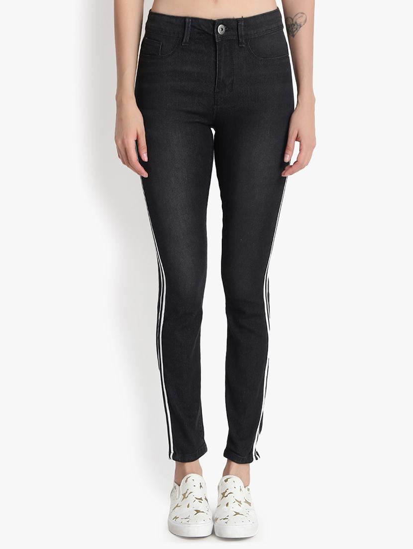 side tapped high rise jeans - 16293241 - Zoom Image - 1