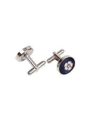 blue microfiber tie, pocket square and cuff links combo - 16293482 - Standard Image - 2