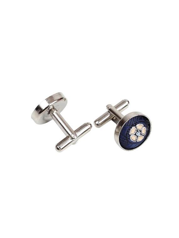 blue microfiber tie, pocket square and cuff links combo - 16293482 - Zoom Image - 2