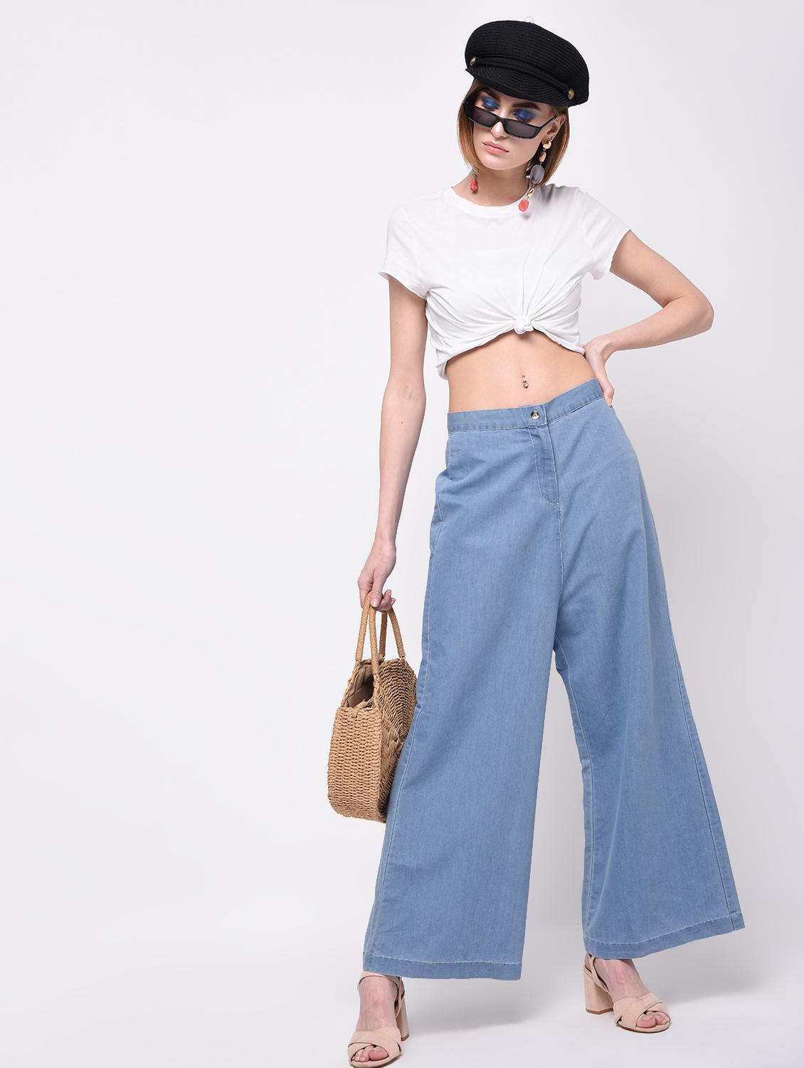 pocket patch wide leg denim trouser - 16293598 - Zoom Image - 1