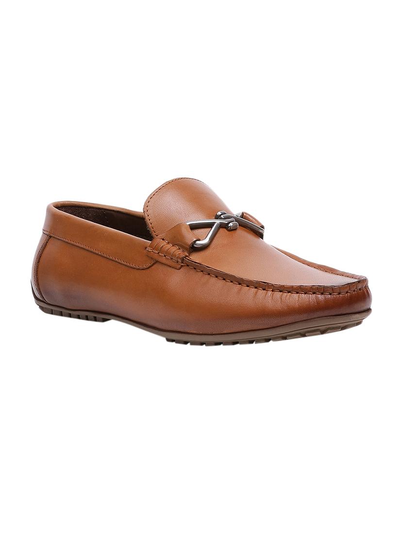 tan leather slip on loafers - 16293630 - Zoom Image - 1