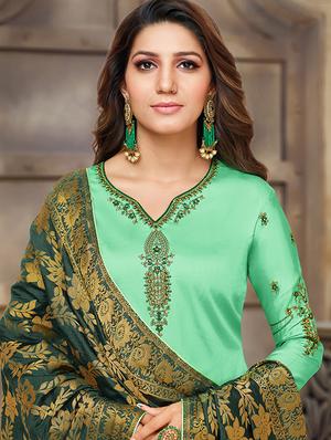 embroidered unstitched churidaar suit - 16293722 - Standard Image - 2
