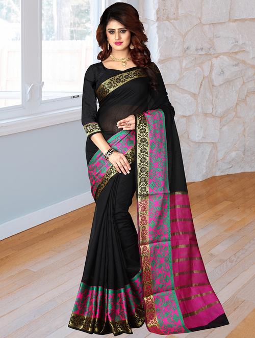 zari border woven saree with blouse - 16293900 - Standard Image - 1