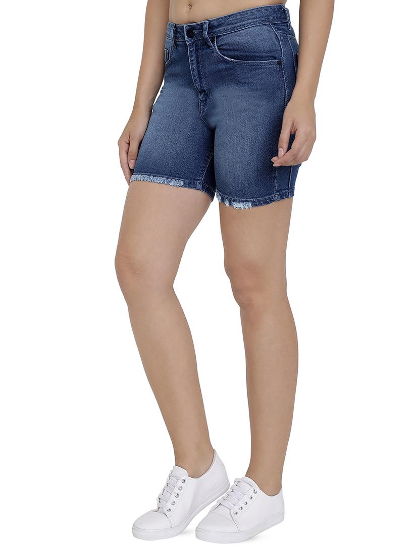high rise denim shorts - 16293935 - Zoom Image - 2