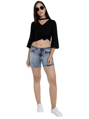 distressed denim shorts - 16293941 - Standard Image - 4