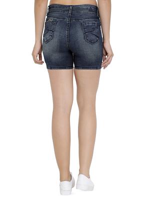 high rise distressed denim shorts - 16293945 - Standard Image - 3