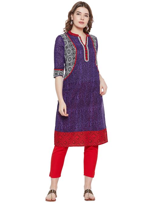 ethnic motifs printed straight kurta - 16295692 - Standard Image - 1