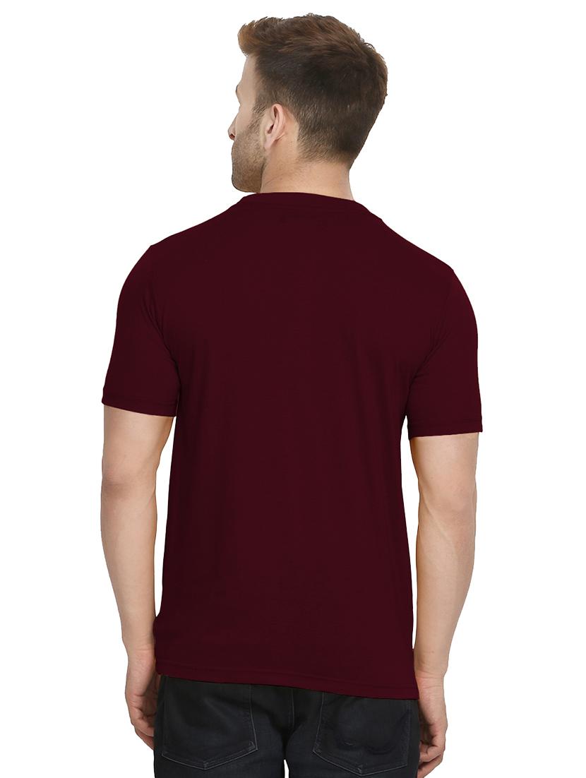 maroon solid t-shirt - 16296180 - Zoom Image - 3