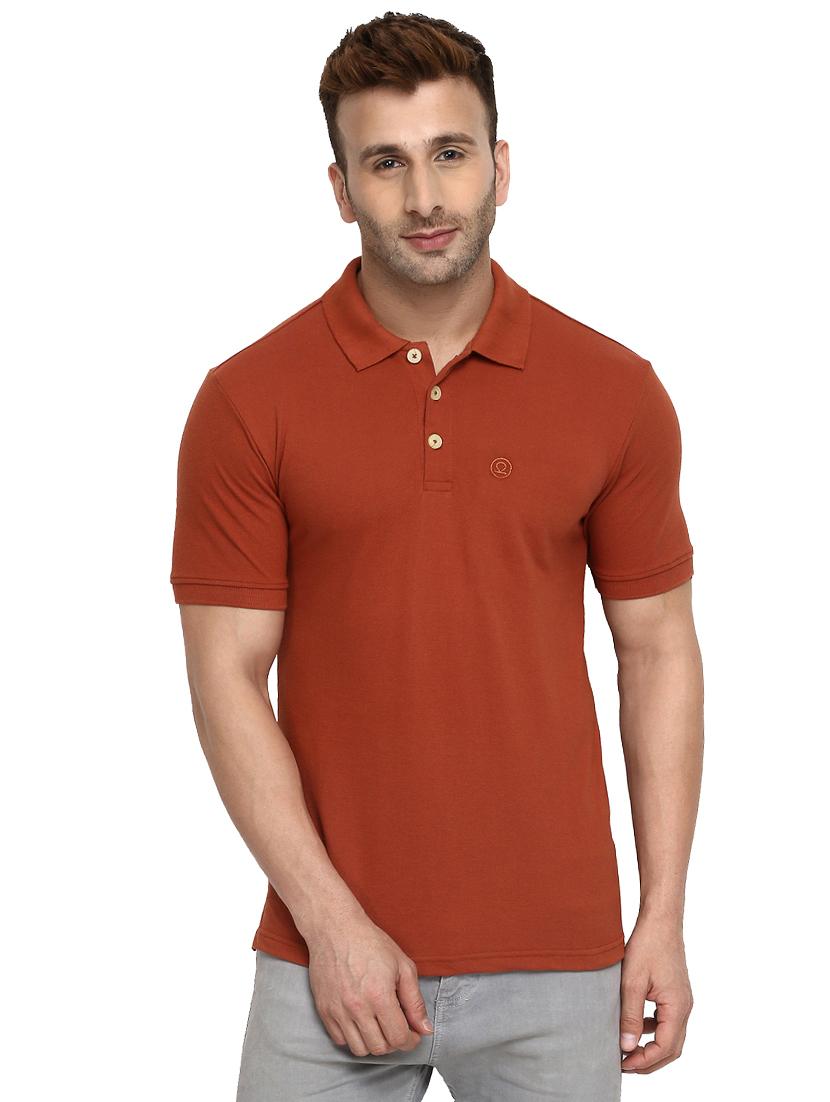 orange solid polo tshirt - 16297419 - Zoom Image - 1
