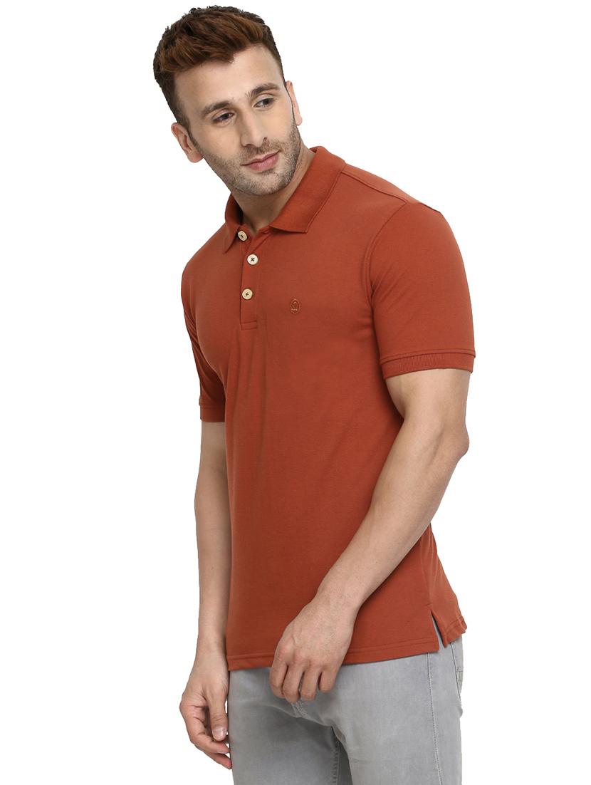 orange solid polo tshirt - 16297419 - Zoom Image - 2