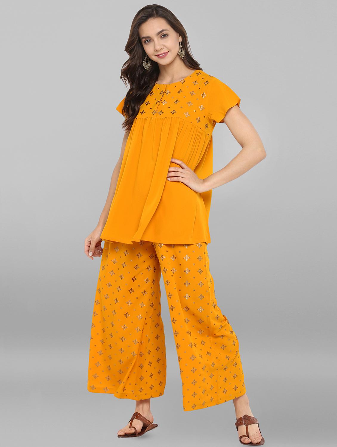 foil printed kurta palazzo set - 16297940 - Zoom Image - 1