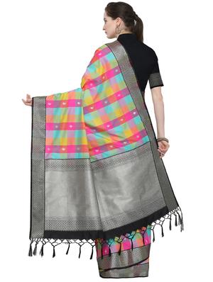 checkered kanjivaram saree with blouse - 16297955 - Standard Image - 2