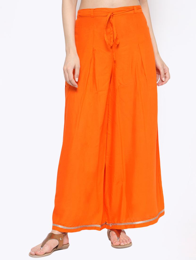 laced hem high rise plazzo - 16298003 - Zoom Image - 1