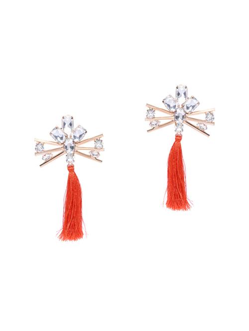 orange metal drop earring - 16298008 - Standard Image - 1