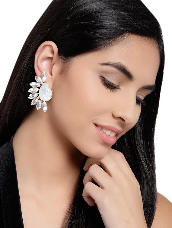 silver metal drop earring - 16298048 - Zoom Image - 2