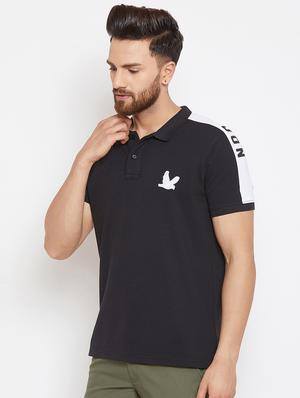 black solid polo t-shirt - 16298349 - Standard Image - 2