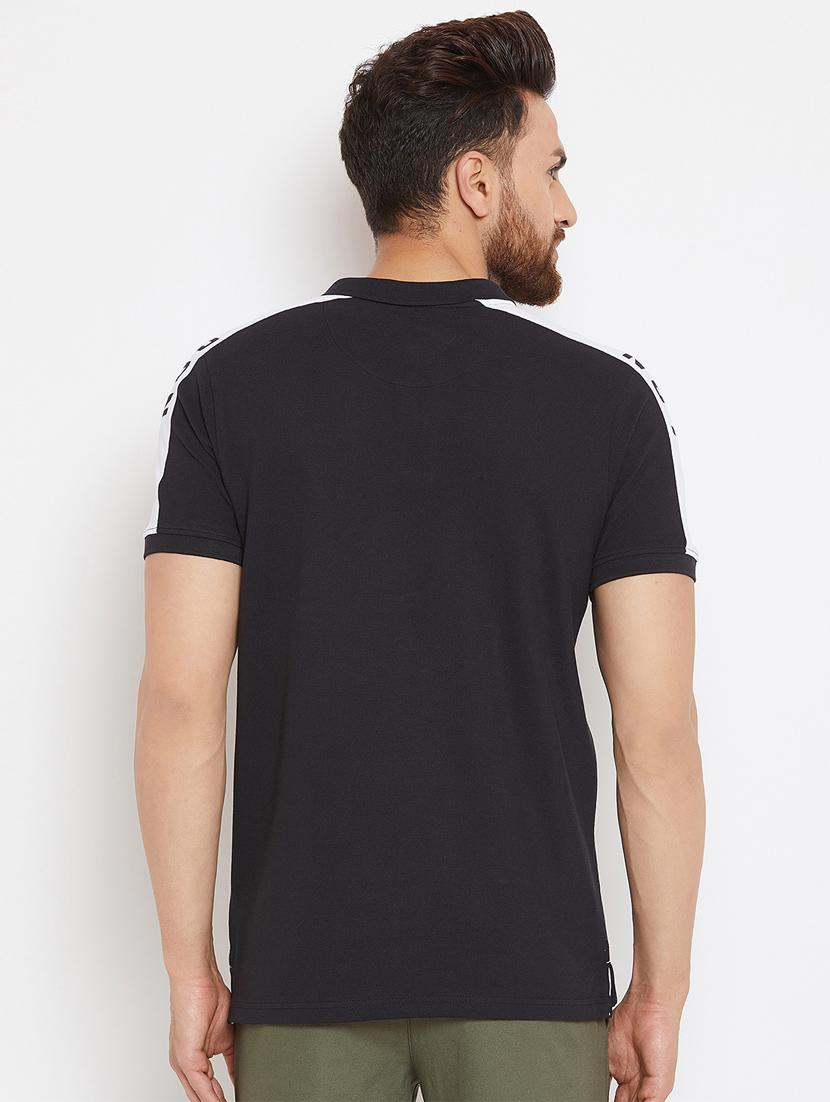black solid polo t-shirt - 16298349 - Zoom Image - 3