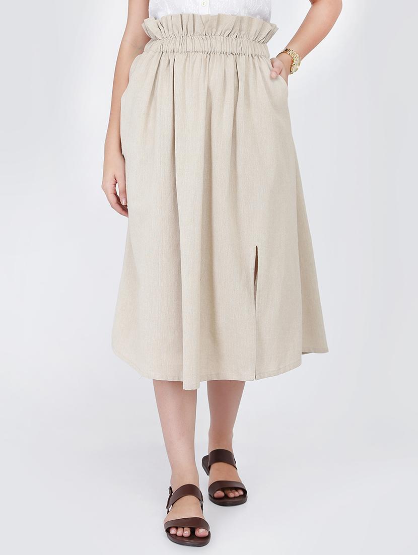 frill waist front slit a-line skirt - 16298452 - Zoom Image - 1