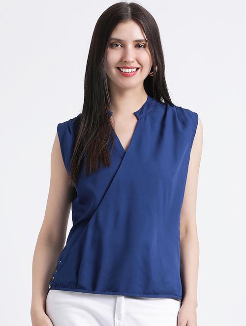 pleat detail faux wrap top - 16298804 - Standard Image - 1