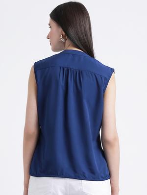 pleat detail faux wrap top - 16298804 - Standard Image - 3