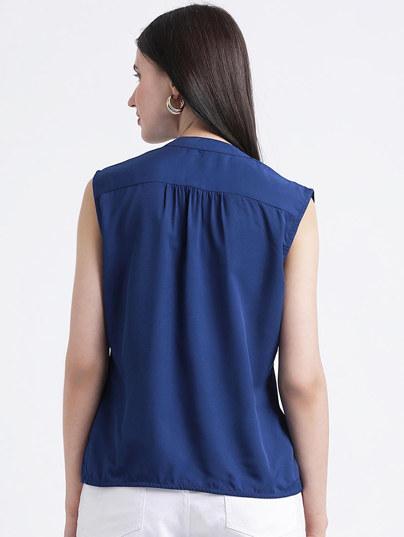 pleat detail faux wrap top - 16298804 - Zoom Image - 3