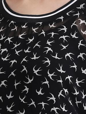 bird print sheer top - 16298809 - Standard Image - 5