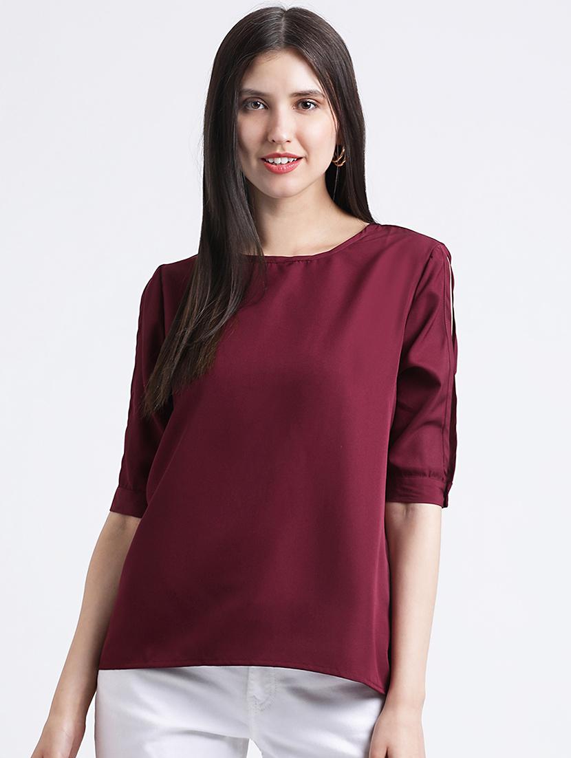 slit sleeved solid top - 16298831 - Zoom Image - 1