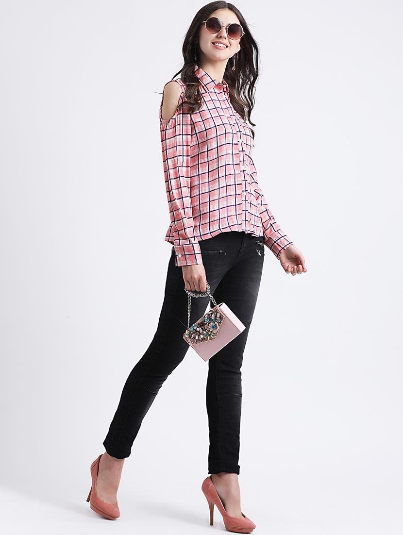 cold shoulder checkered shirt - 16298832 - Zoom Image - 3
