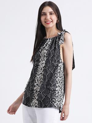 snake print tie knot a-line top - 16298839 - Standard Image - 2