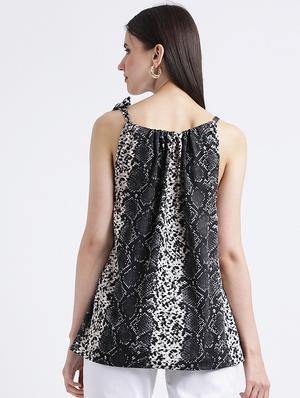 snake print tie knot a-line top - 16298839 - Standard Image - 3