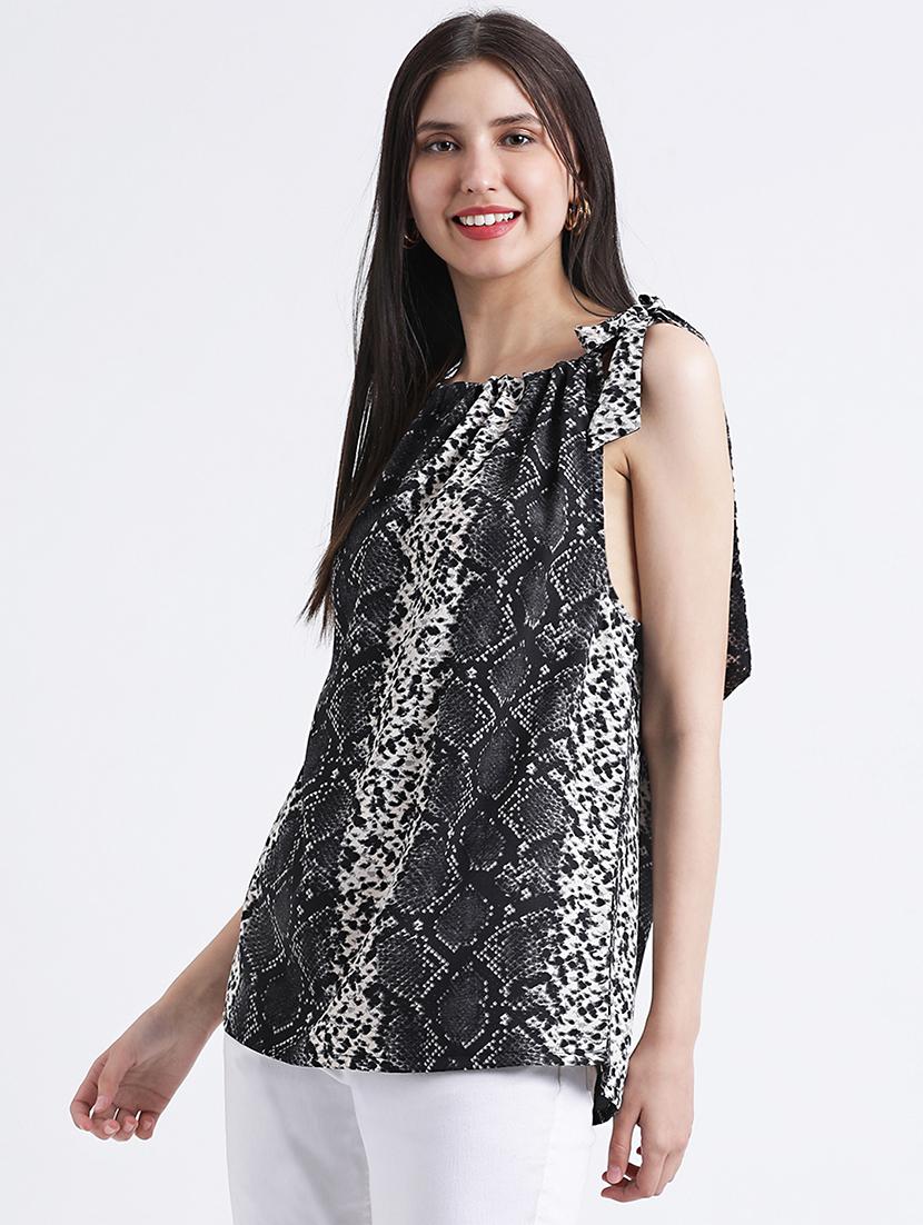 snake print tie knot a-line top - 16298839 - Zoom Image - 2