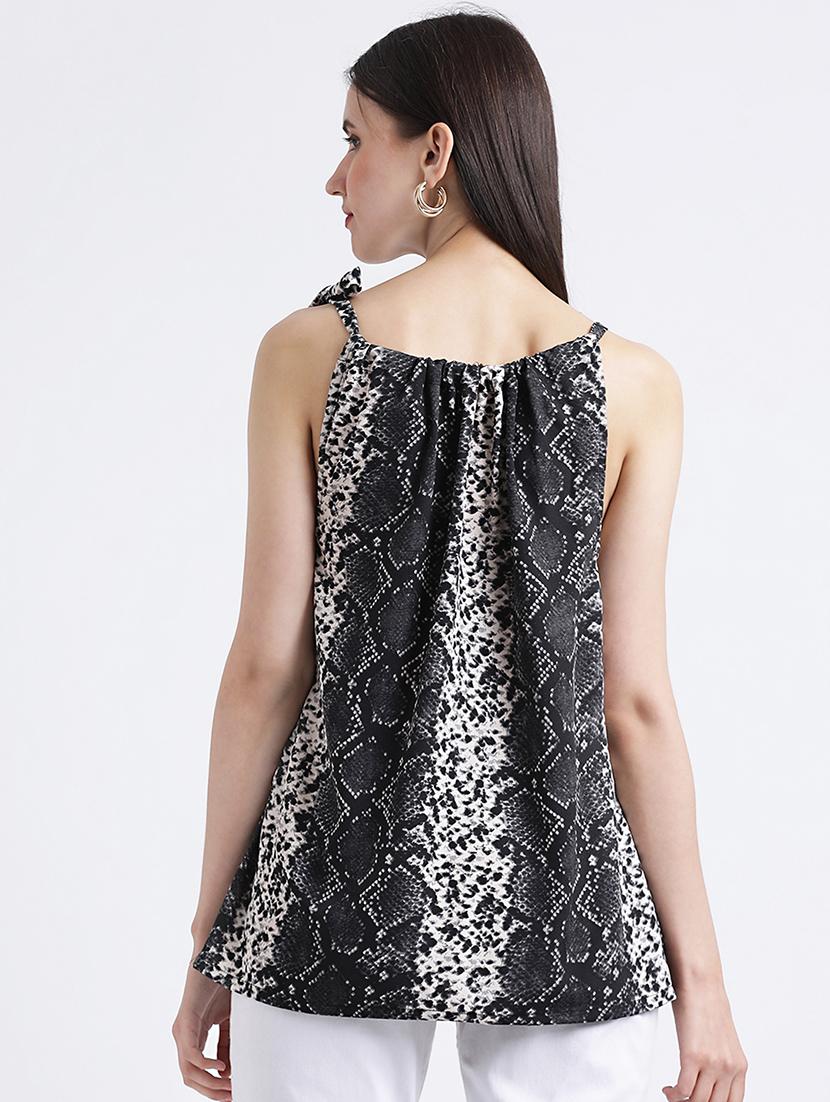 snake print tie knot a-line top - 16298839 - Zoom Image - 3