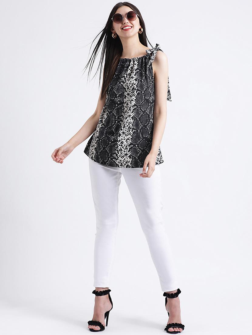 snake print tie knot a-line top - 16298839 - Zoom Image - 4