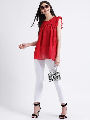 ruffle trim gathered top - 16298843 - Standard Image - 4