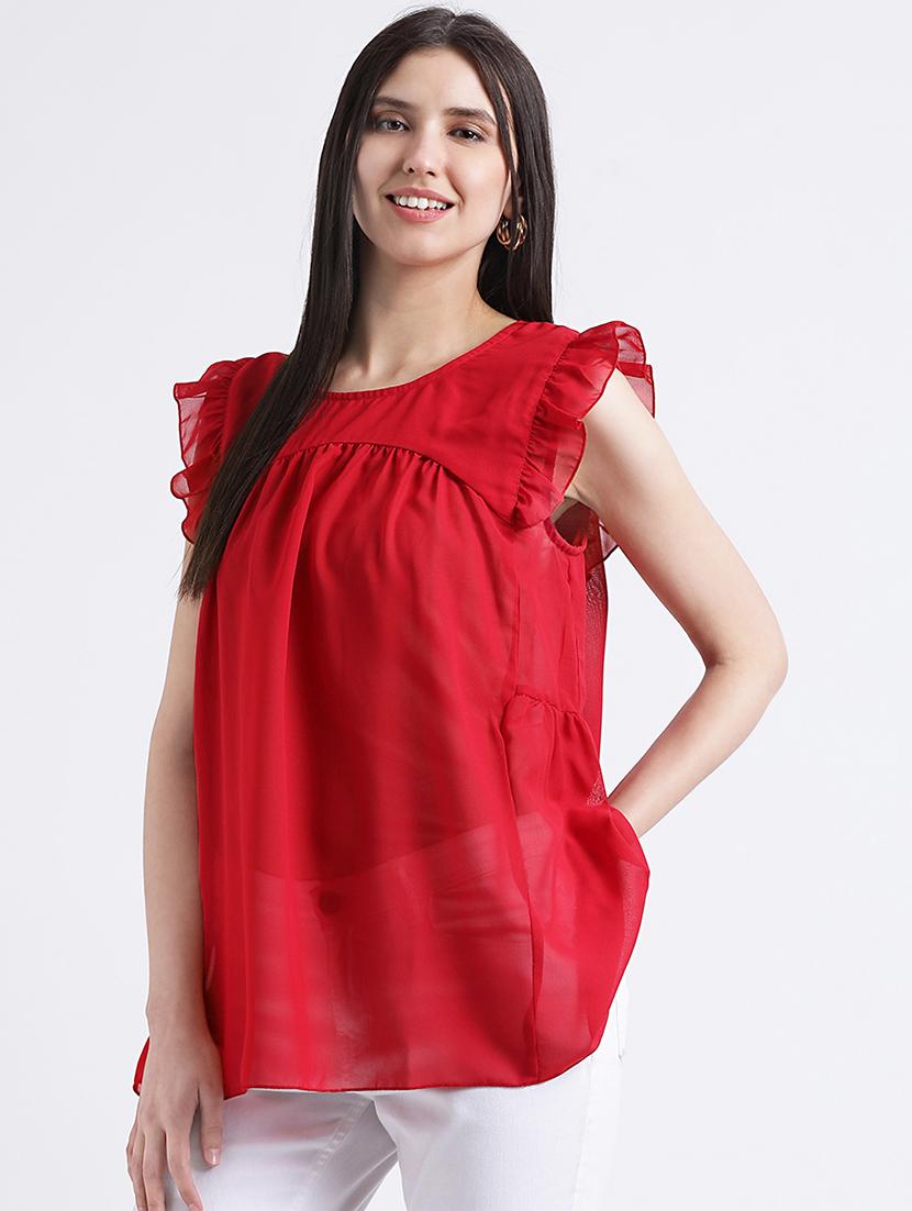 ruffle trim gathered top - 16298843 - Zoom Image - 2