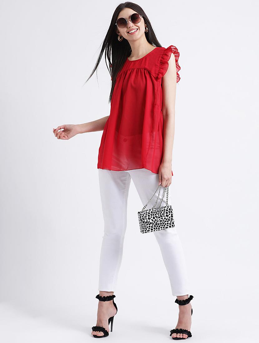 ruffle trim gathered top - 16298843 - Zoom Image - 4