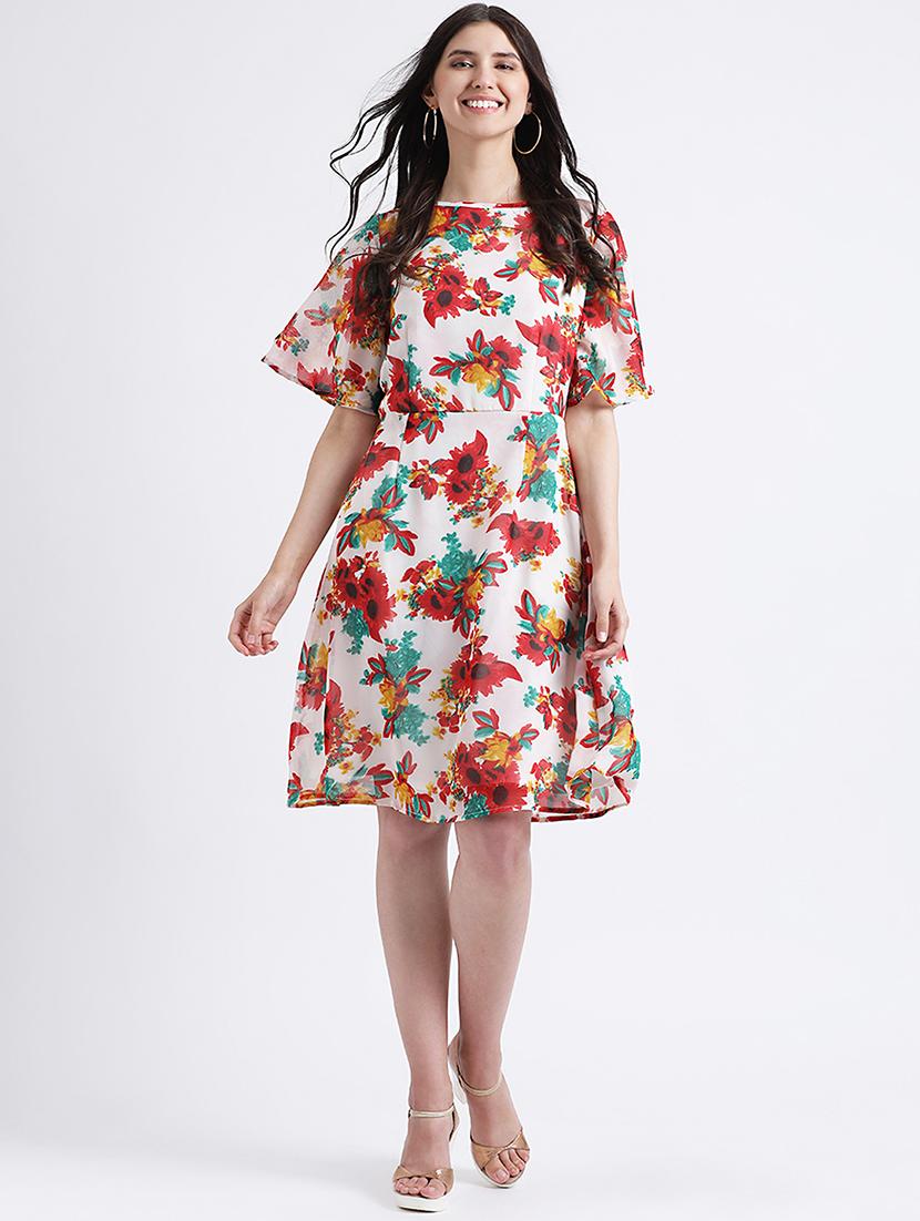 ruffle sleeved floral a-line dress - 16298862 - Zoom Image - 1