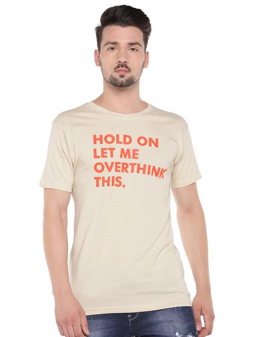 beige typographic chest print t-shirt - 16299058 - Standard Image - 1