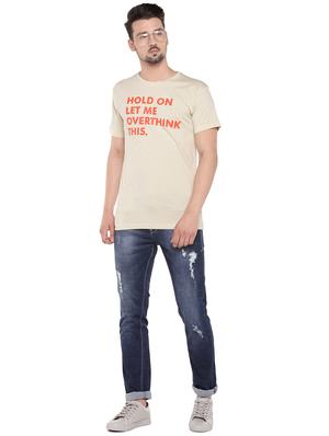 beige typographic chest print t-shirt - 16299058 - Standard Image - 4