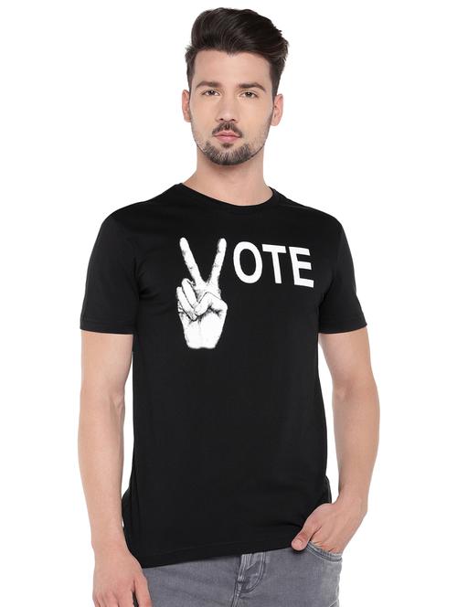 black typographic chest print t-shirt - 16299072 - Standard Image - 1