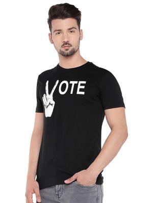 black typographic chest print t-shirt - 16299072 - Standard Image - 2