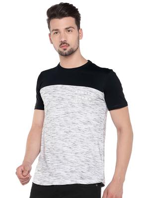 white melange cut & sew t-shirt - 16299099 - Standard Image - 2