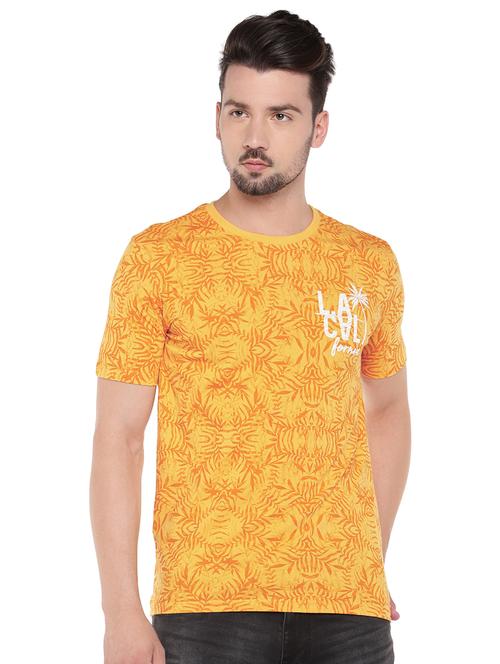 yellow tropical all over print t-shirt - 16299103 - Standard Image - 1
