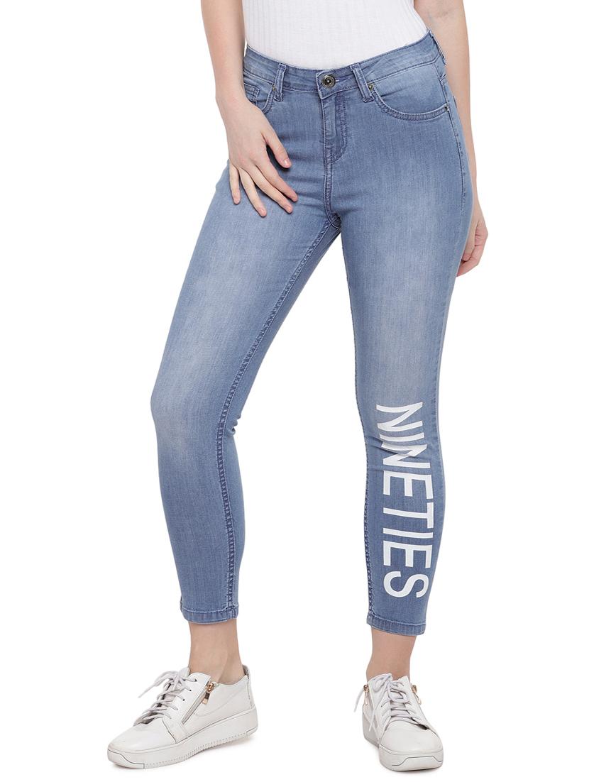 letter print stone washed jeans - 16299128 - Zoom Image - 1