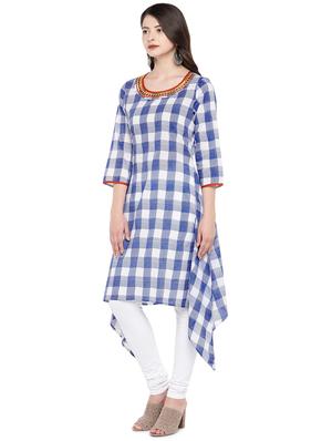 checkered asymmetric kurta - 16299146 - Standard Image - 2