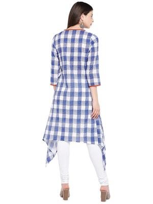checkered asymmetric kurta - 16299146 - Standard Image - 3