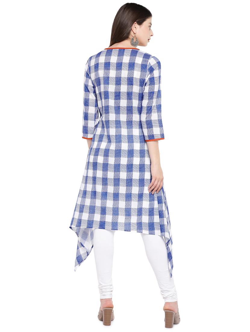 checkered asymmetric kurta - 16299146 - Zoom Image - 3